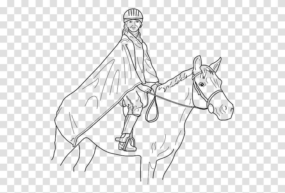 Outline Man Cartoon Horse Horses Draw Animal, Mammal, Knight, Drawing, Leisure Activities Transparent Png