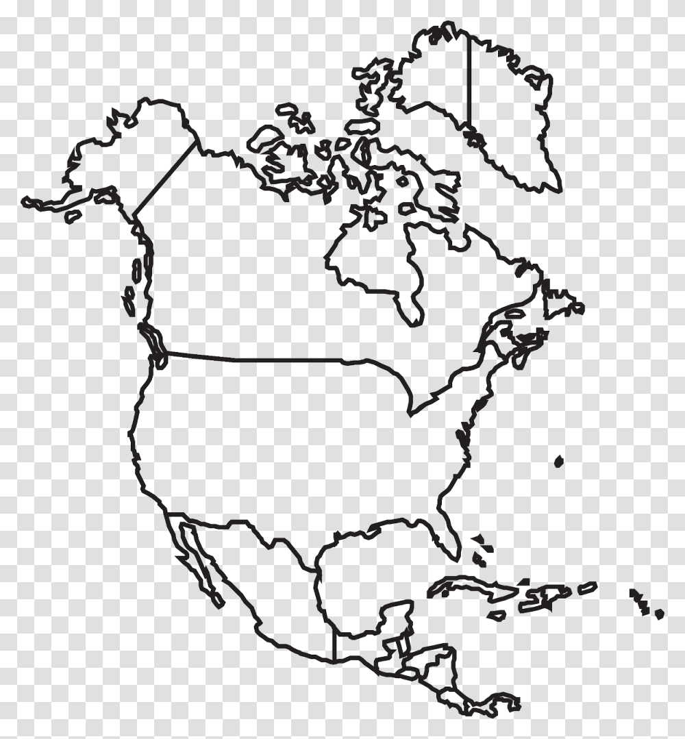 Outline North America Map, Diagram, Atlas, Plot, Painting Transparent Png