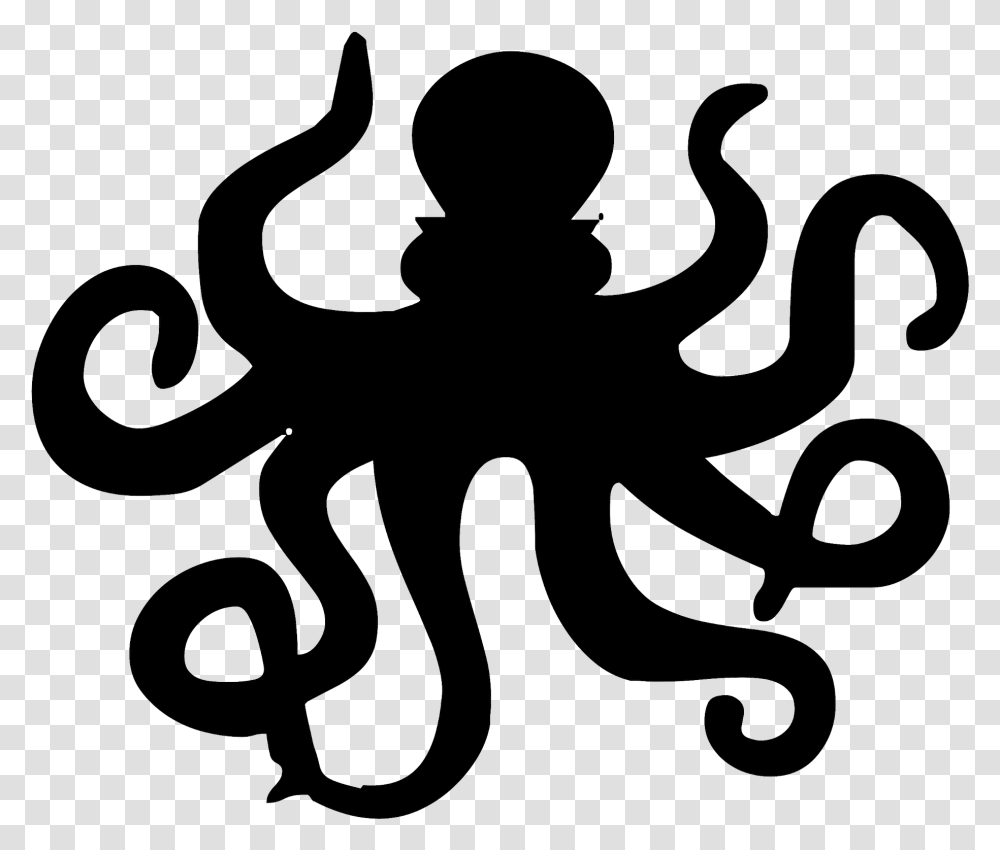 Outline Octopus, Star Symbol, Stencil Transparent Png