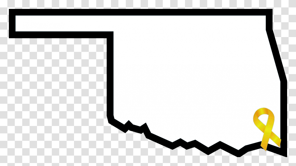 Outline Of Oklahoma With A Yellow Awareness Ribbon Oklahoma State Flag, Silhouette, Axe, Tool Transparent Png