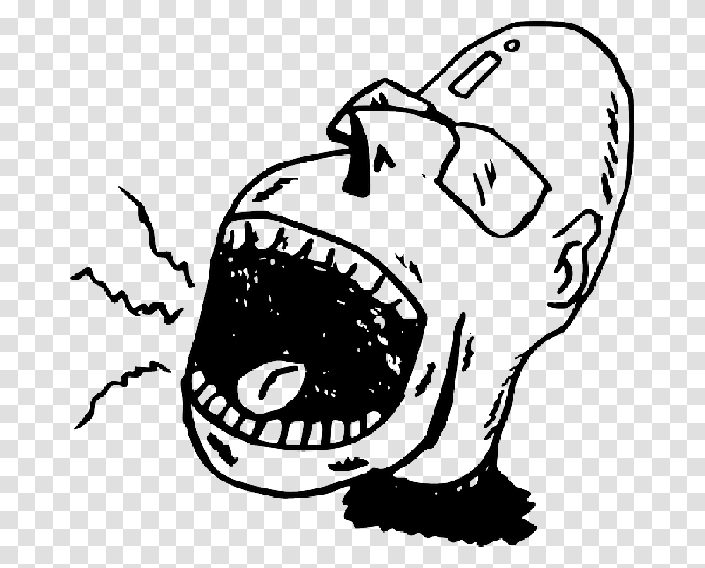 Outline People Man Guy Face Person Human Cartoon Screaming Person Clipart, Stencil, Animal, Grenade, Weapon Transparent Png
