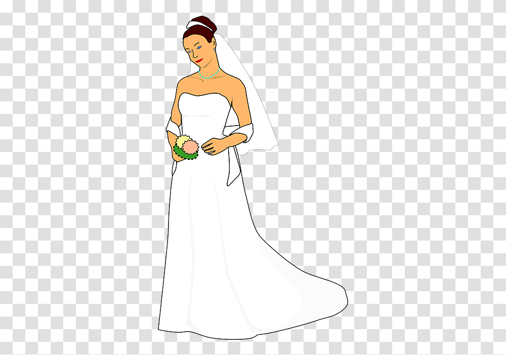 Outline People Silhouette Wedding Bride Groom Public Bride Silhouette Clip Art, Clothing, Person, Fashion, Gown Transparent Png