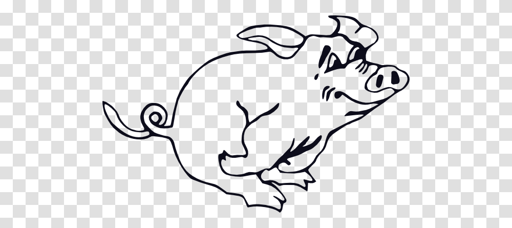 Outline Running Pig Clip Art For Web, Stencil, Mammal, Animal, Wildlife Transparent Png