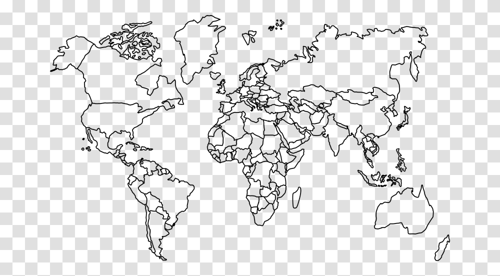 Outline World Map Sticker, Gray, World Of Warcraft Transparent Png