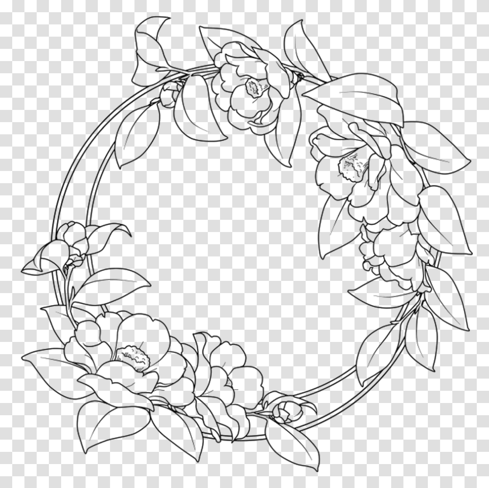 Outlines Outline Circle Frames Frame Border Borders Flower Circle Border Drawing, Tiara, Jewelry, Accessories, Accessory Transparent Png