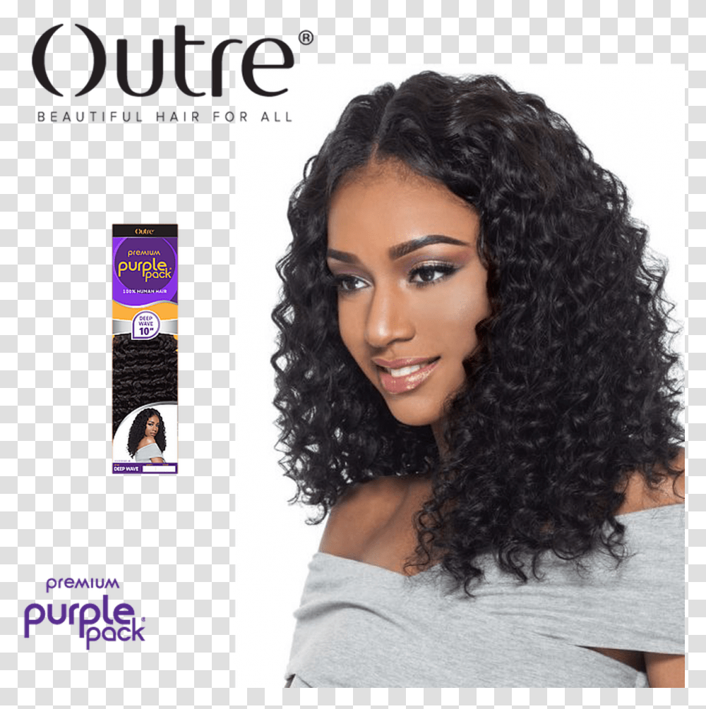 Outre Premium Purple Pack Deep Wave Weave Deep Wave Purple Pack Hair, Person, Human, Wig, Black Hair Transparent Png