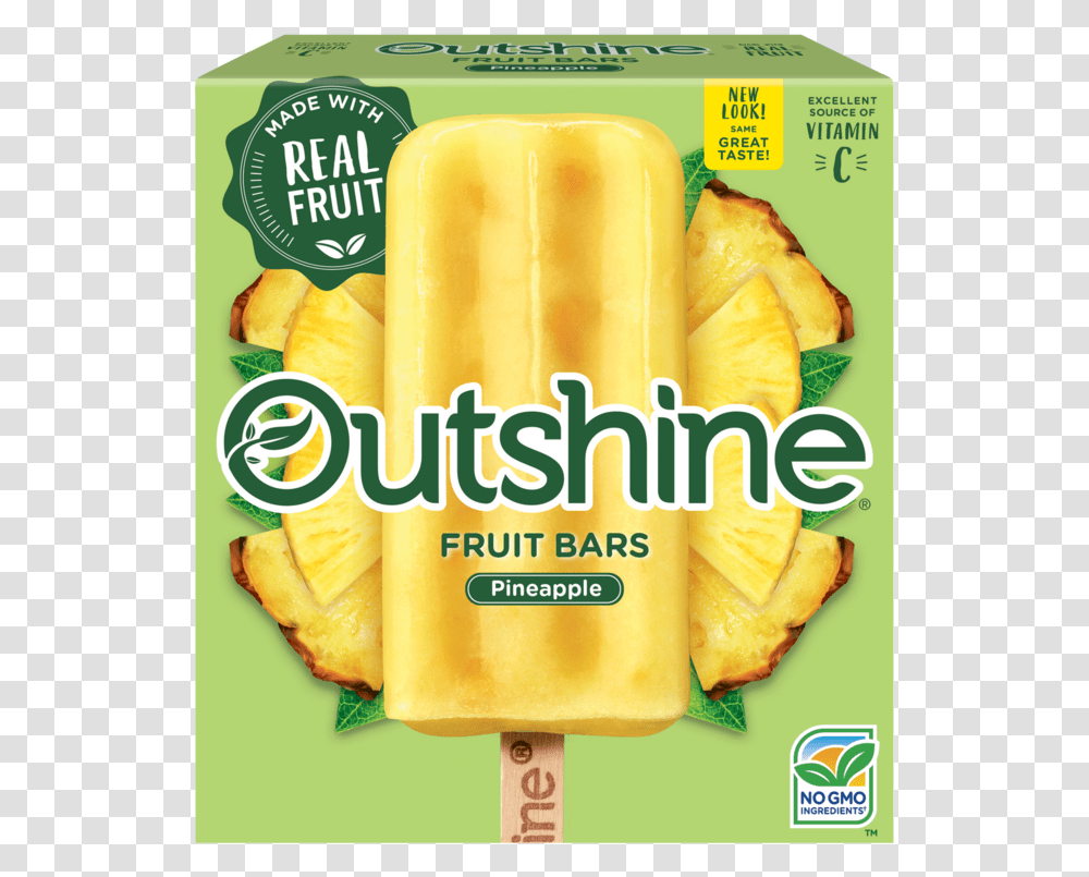 Outshine Pineapple Fruit Bars Outshine Bars, Ice Pop, Hot Dog, Food Transparent Png