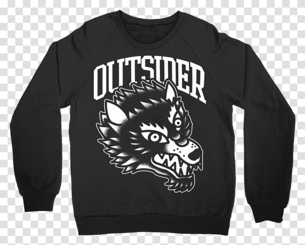 Outsider Wolf Crew Neck, Sleeve, Apparel, Long Sleeve Transparent Png