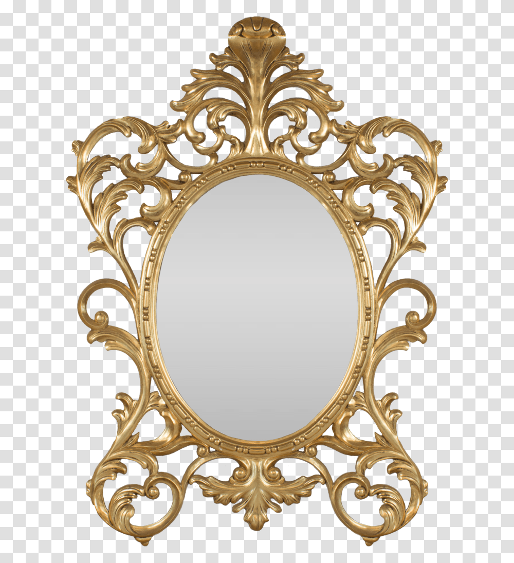 Oval Baroque Frame, Gold, Mirror Transparent Png