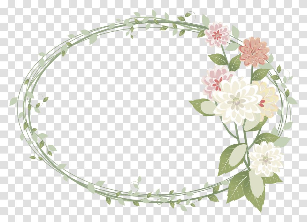 Oval Floral Frame, Floral Design, Pattern Transparent Png