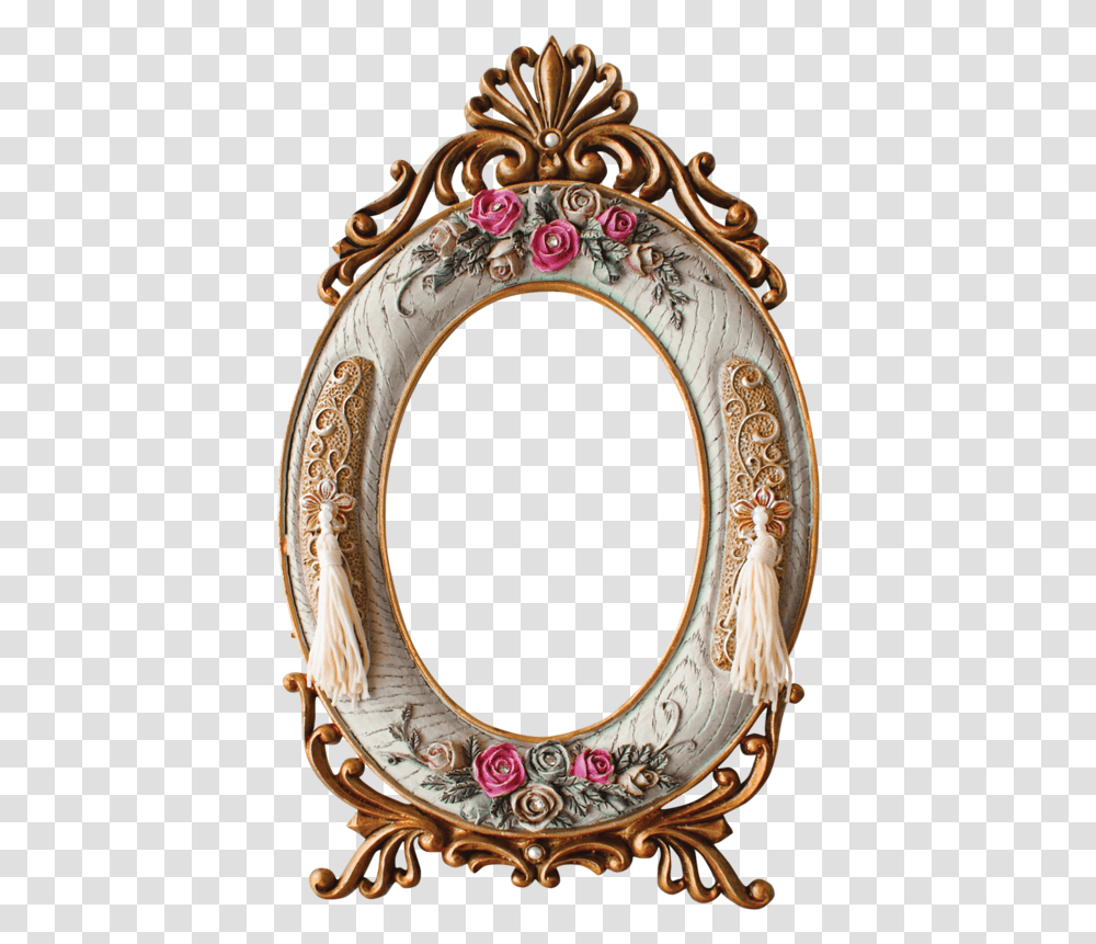 Oval Frame Vintage Colors Mirrored Picture Frames Vintage Gold And Silver Frame, Bronze, Floral Design Transparent Png
