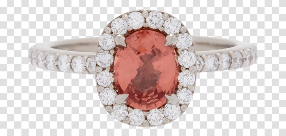 Oval Padparadscha Sapphire Ring Ring, Diamond, Gemstone, Jewelry, Accessories Transparent Png