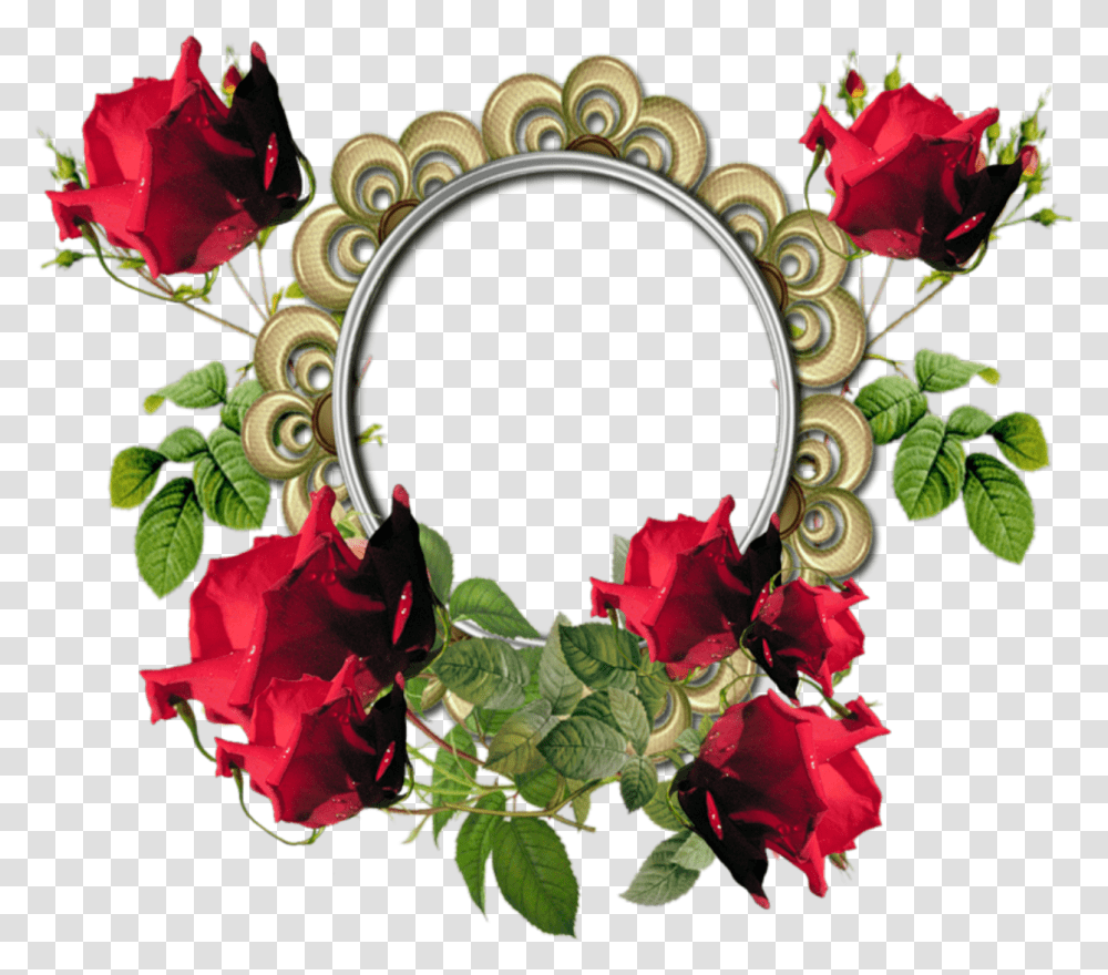 Oval Pink Borders Scrapbook Styleflowerborderovalphoto Flower Photo Frame, Rose, Plant, Blossom, Wreath Transparent Png