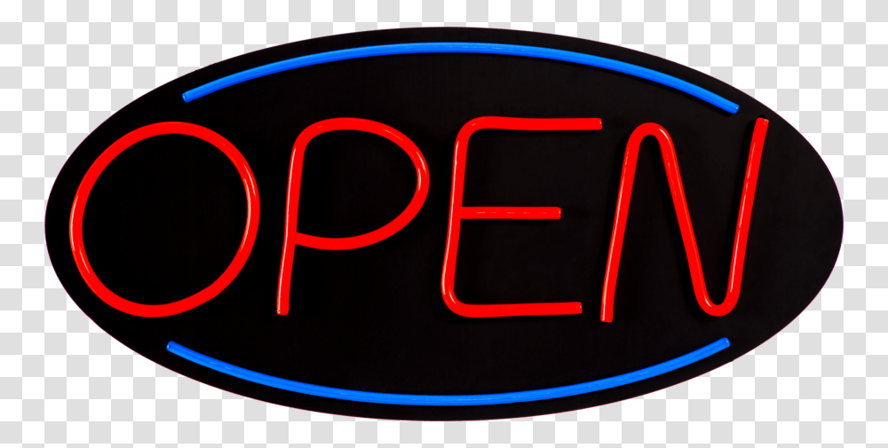 Oval Red Amp Blue Led Open Sign With 8 Modes And 10 Speed Open Sign, Neon, Light Transparent Png