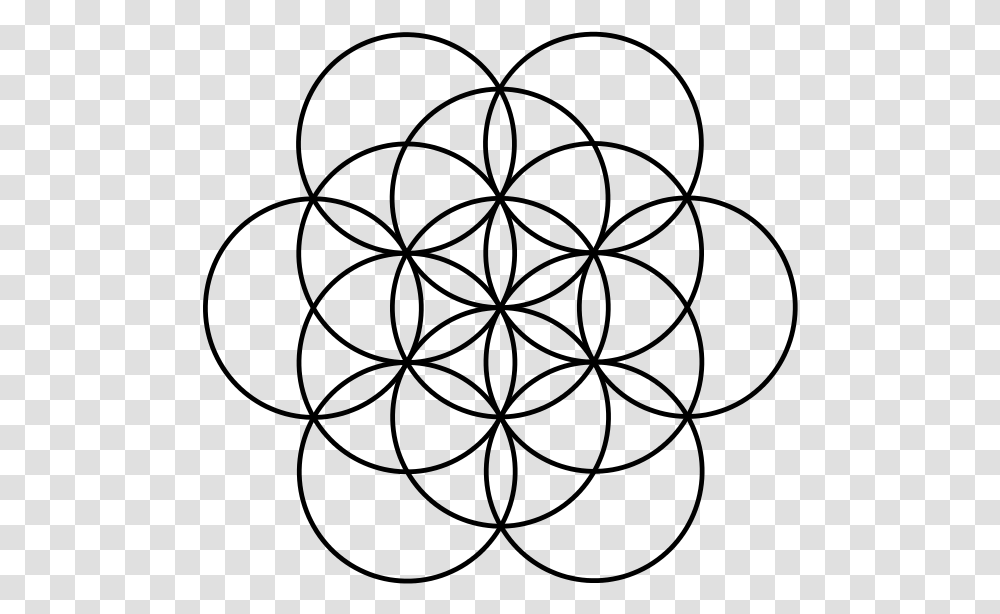 Overlapping Circles Grid Flower Of Life 7 Circles, Gray, World Of Warcraft Transparent Png