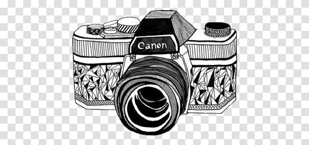 Overlay Canon And Camera Image Black And White Camera Drawing, Electronics, Digital Camera Transparent Png