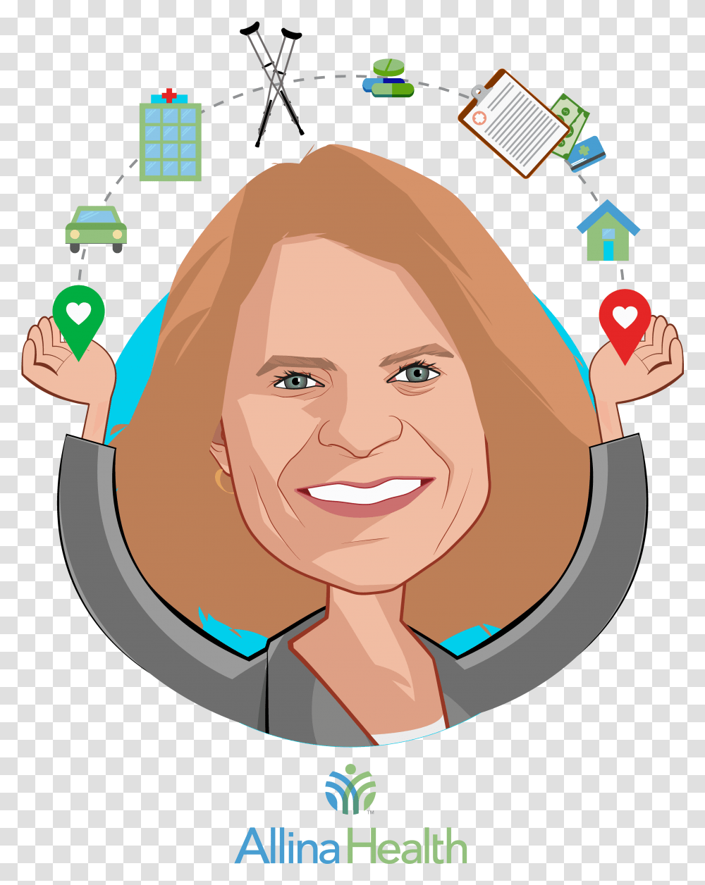 Overlay Caricature Of Penny Wheeler Md Who Is Speaking Allina Health, Face, Person, Female Transparent Png