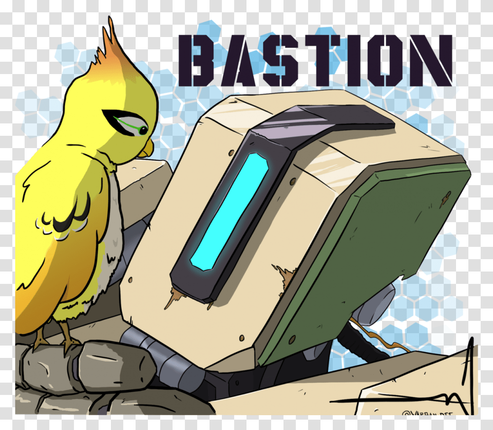 Overwatch Bastion Videogame Bird Sticker By Sbevex Art, Animal Transparent Png