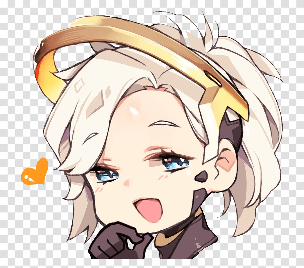 Overwatch Face Hair Nose Facial Expression Human Hair Chibi Mercy Overwatch, Helmet, Apparel, Person Transparent Png