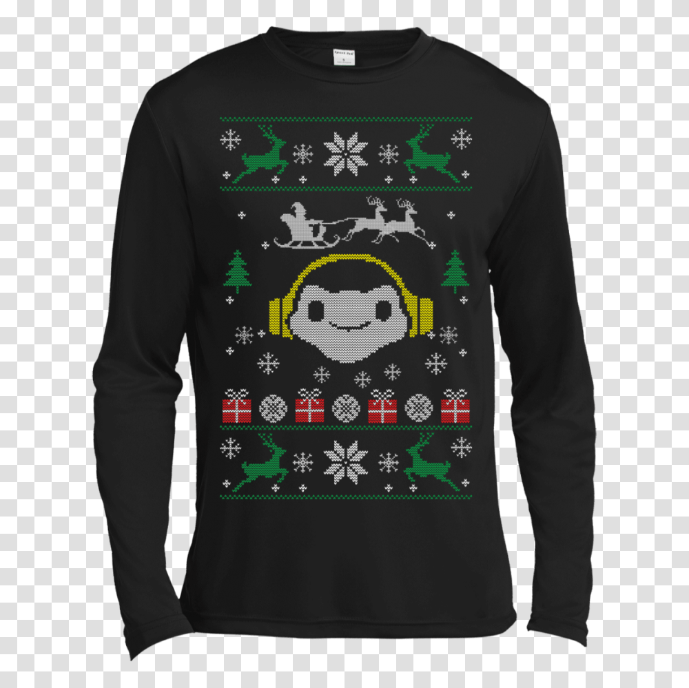 Overwatch Lucio Headphones Spray Ugly Sweater, Apparel, Sleeve, Long Sleeve Transparent Png