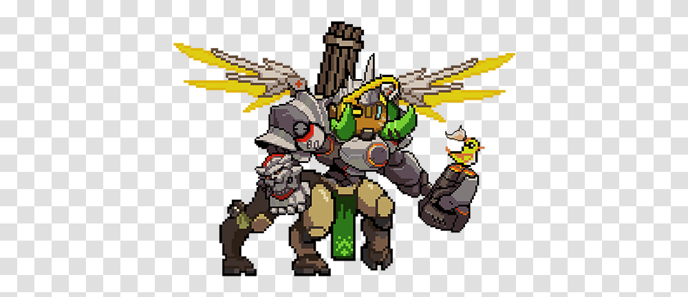 Overwatch Pixel Mixer Overwatch Mercy X Bastion, Art Transparent Png