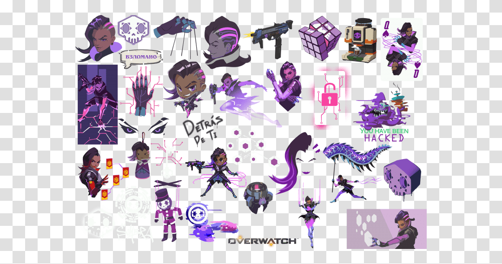 Overwatch Sombra Dva And Mercy Download, Person, Purple Transparent Png