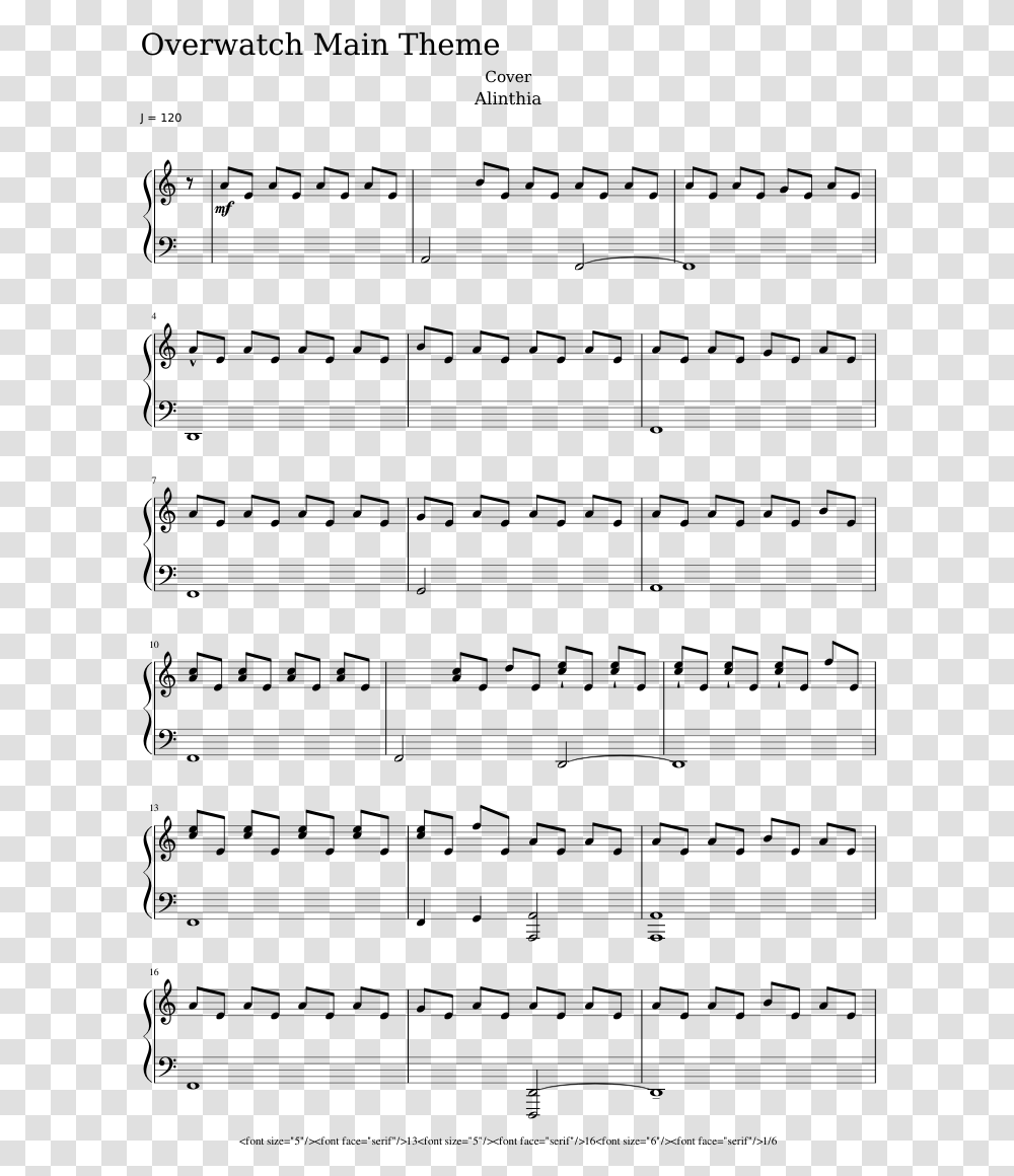 Overwatch Theme Piano Notes, Gray, World Of Warcraft Transparent Png