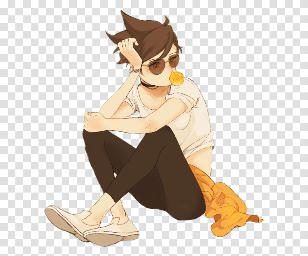 Overwatch Tracer, Person, Human, Kneeling, Sitting Transparent Png