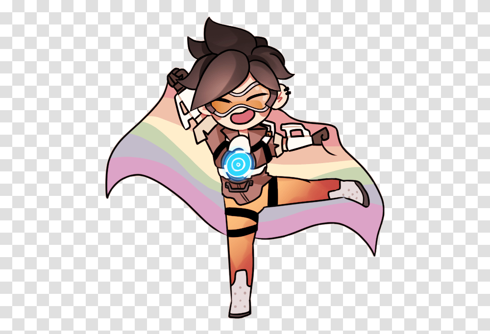 Overwatch Tracer Sticker By Ben Fictional Character, Person, Costume, Art, Bottle Transparent Png