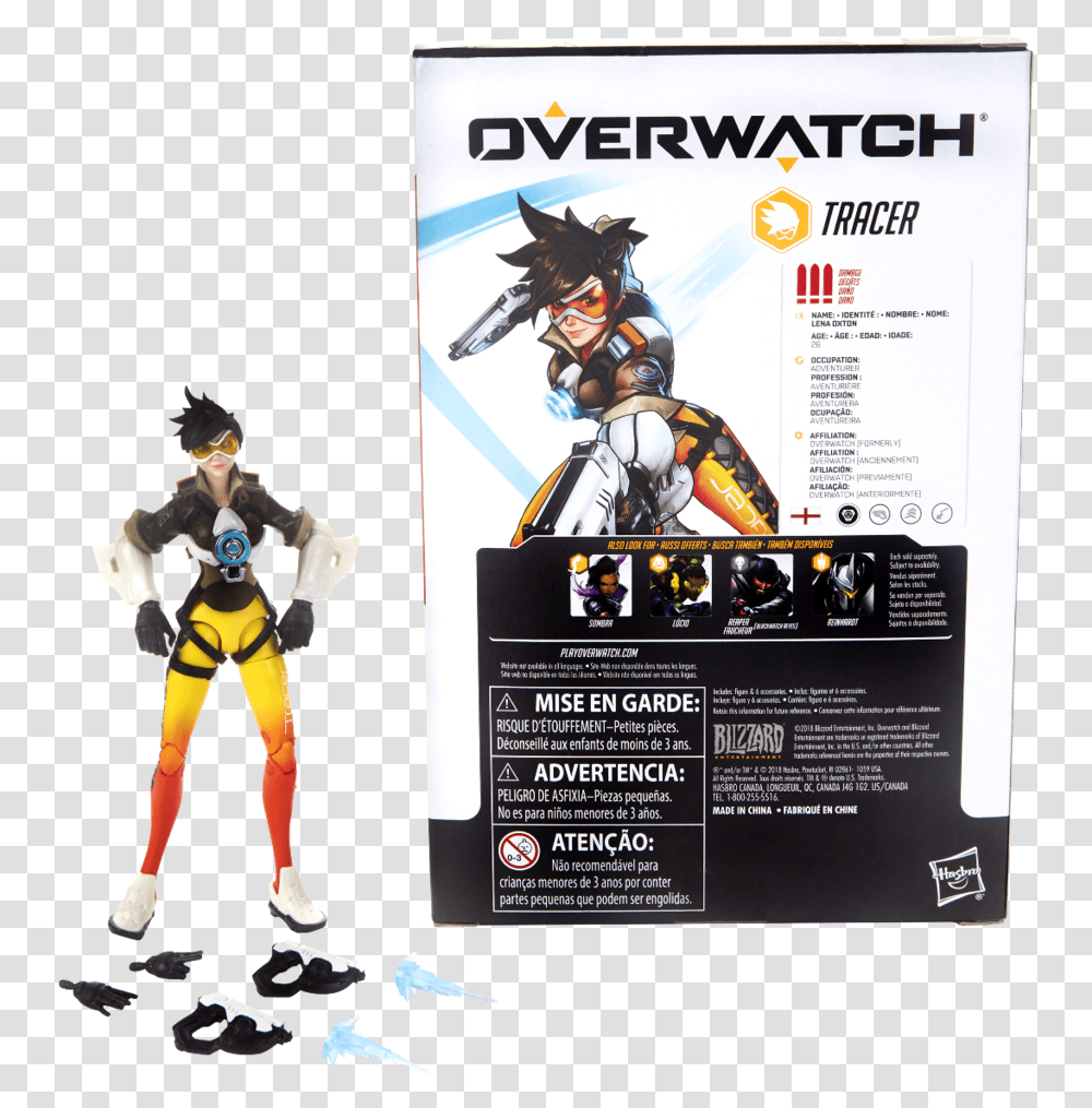 Overwatch Ultimates Series Tracer Collectible Action Overwatch Hasbro, Person, Costume, Paper, Advertisement Transparent Png