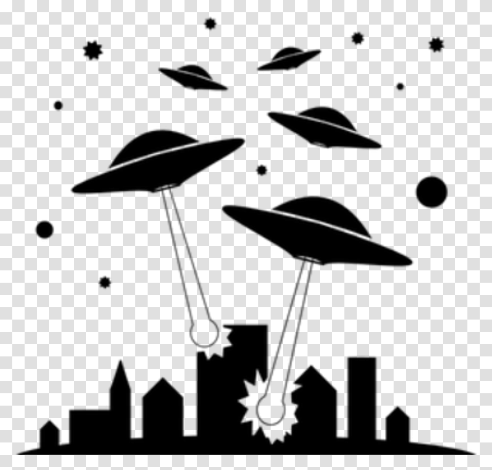 Ovnis Extraterrestrial City Silhouette Black Ftesticker Alien Invasion Clipart, Nature, Outdoors, Night, Astronomy Transparent Png