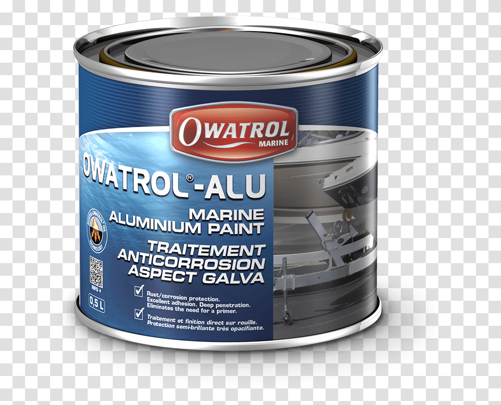Owatrol Alu High Gloss Marine Aluminium Paint Finish Marine Anti Corrosive Paint, Tin, Can, Paint Container, Mixer Transparent Png