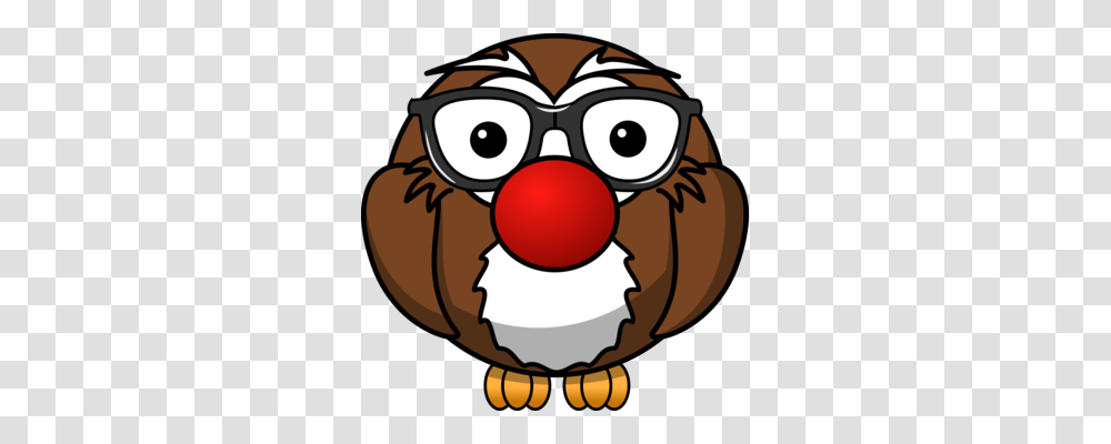 Owl Bird Cartoon Funny Animal Line Art, Performer, Clown, Plant Transparent Png