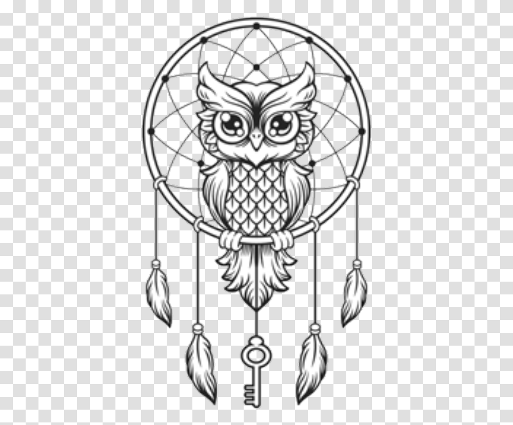 Owl Blackandwhite Dreamcatcher Owl Dream Catcher Tattoo, Emblem, Sunglasses, Accessories Transparent Png