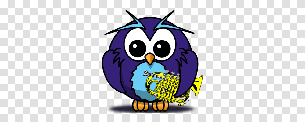 Owl Cartoon Download Animation, Horn, Brass Section, Musical Instrument, French Horn Transparent Png