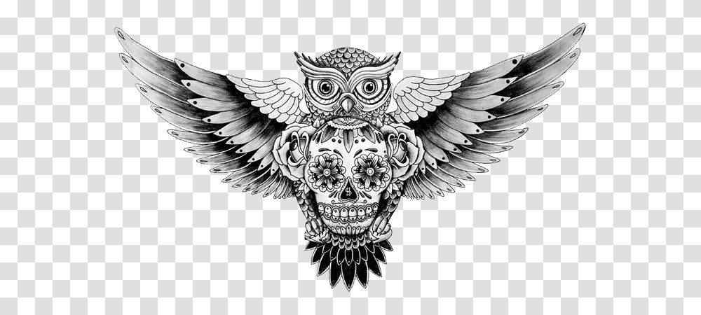 Owl Chest Tattoo Designs, Bird, Animal, Drawing Transparent Png