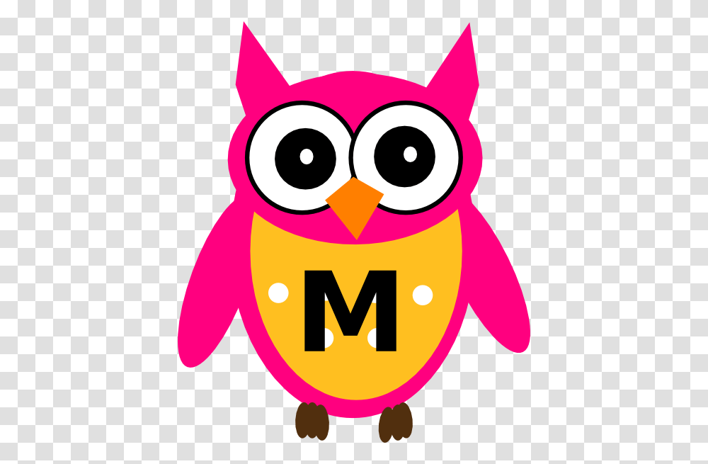 Owl Letter M Pink And Yellow Clip Art, Animal, Bird, Fish, Penguin Transparent Png