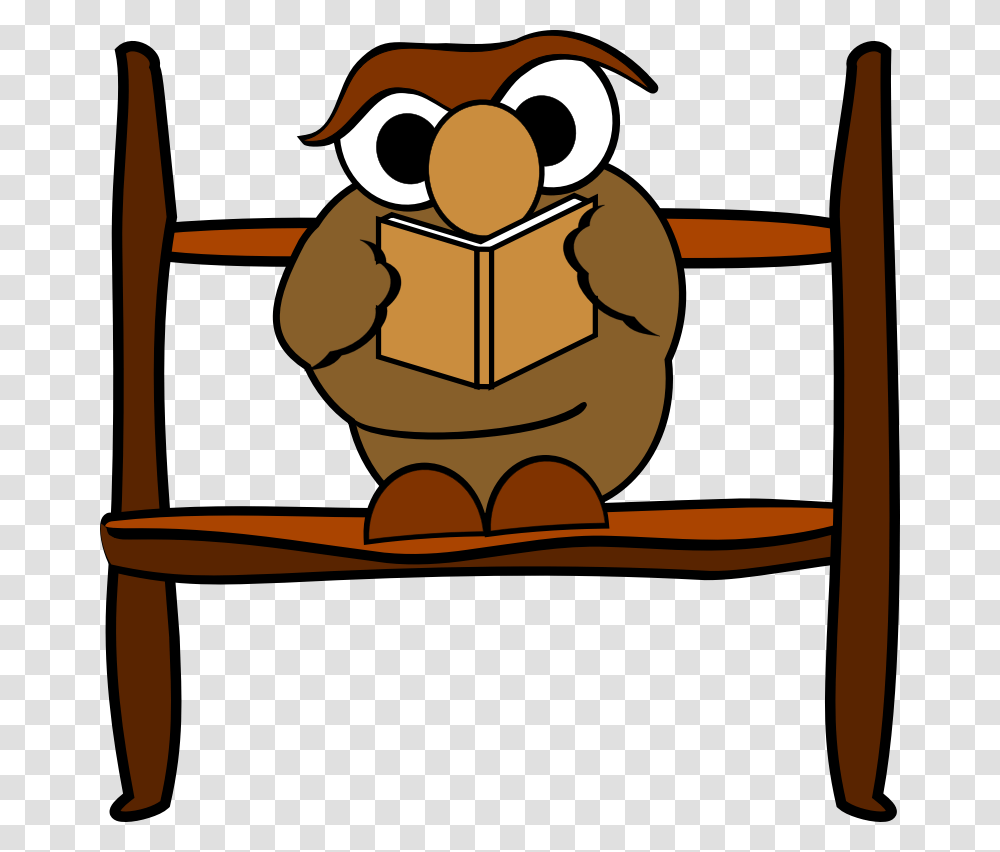 Owl Reading Book Clip Art Free Image, Furniture, Chair, Drawing Transparent Png