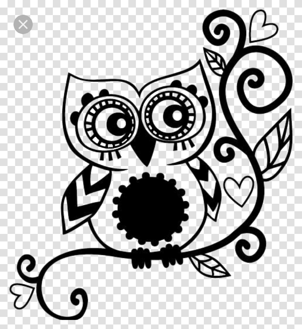 Owl Stencil Machine Silhouette Portrait Owl Family Owl In Black And White, Floral Design, Pattern Transparent Png