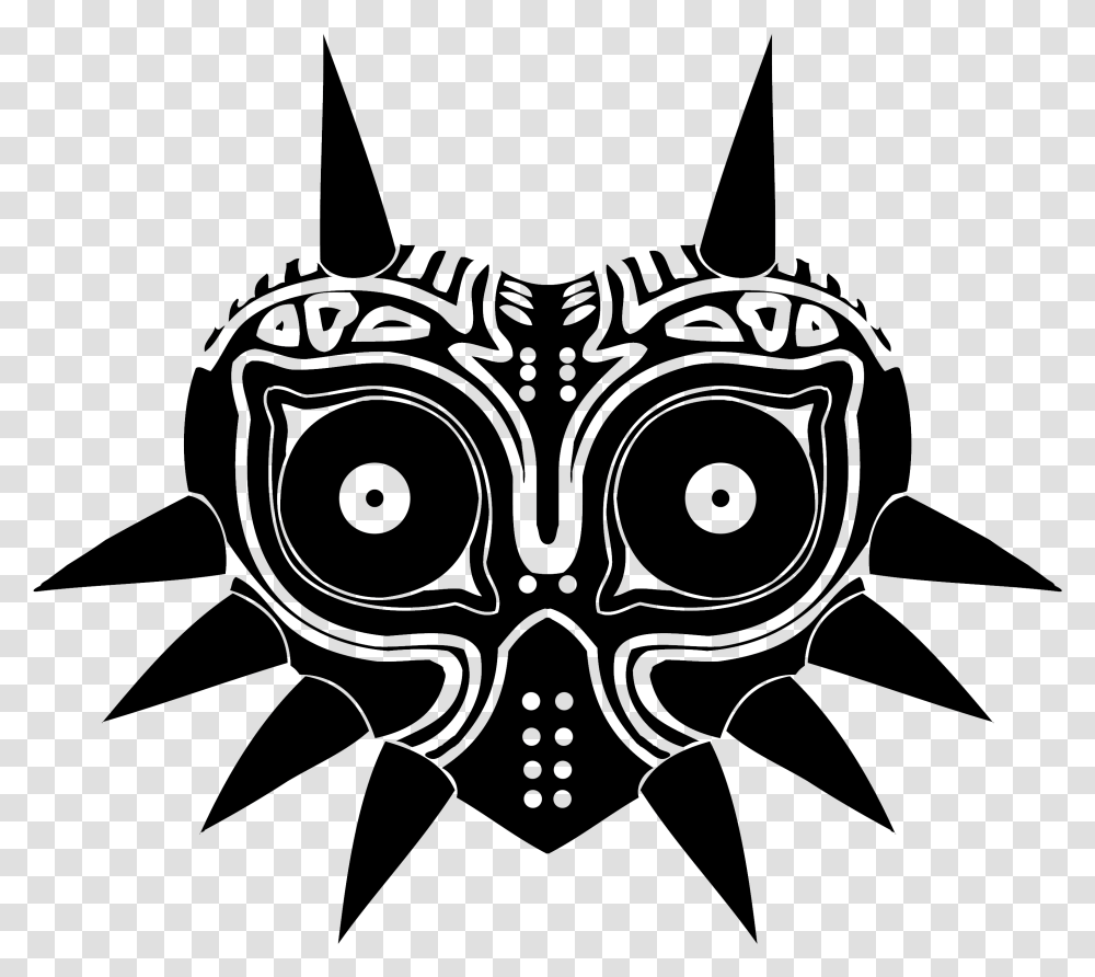Owl Symmetry Of Mask Decal Zelda Majora Majoras Mask Black And White, Grenade, Bomb, Weapon, Weaponry Transparent Png