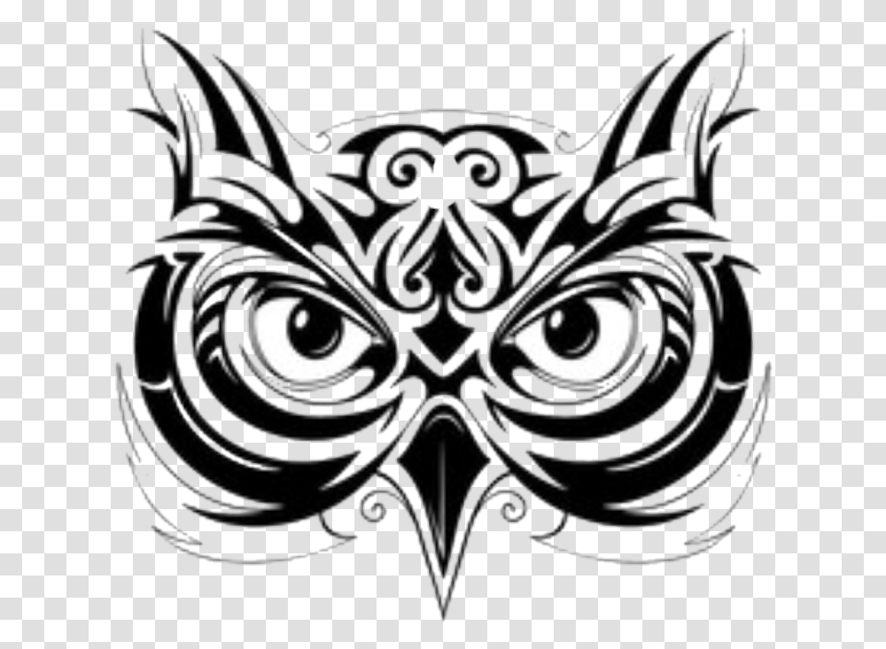 Owl Tribal Tattoo Owl Head Logo Vector, Floral Design, Pattern Transparent Png
