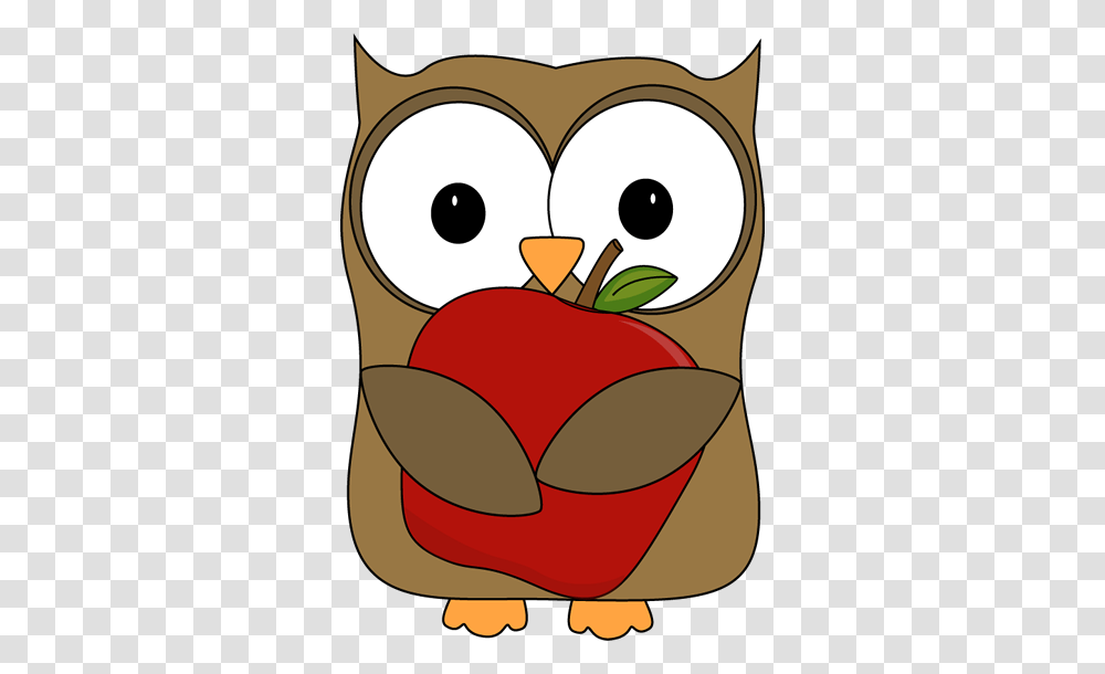 Owl With A Red Apple Schoolteacher Clip Art Owl, Angry Birds, Produce, Food, Painting Transparent Png