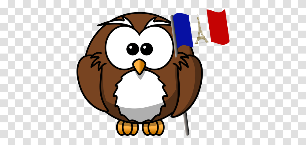 Owl With French Flag, Animal, Bird, Fowl, Poultry Transparent Png