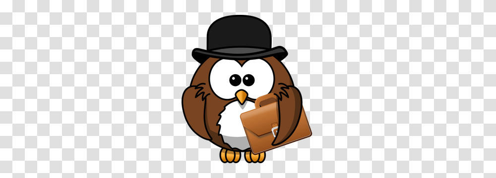 Owl With Hat And Briefcase Vector Image Animals Vectors Public, Apparel, Bird, Cowbell Transparent Png