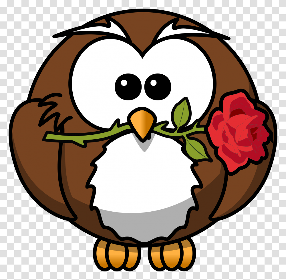 Owl With Rose Clip Arts Nocturnal Animals Clipart, Bird, Penguin, Egg Transparent Png