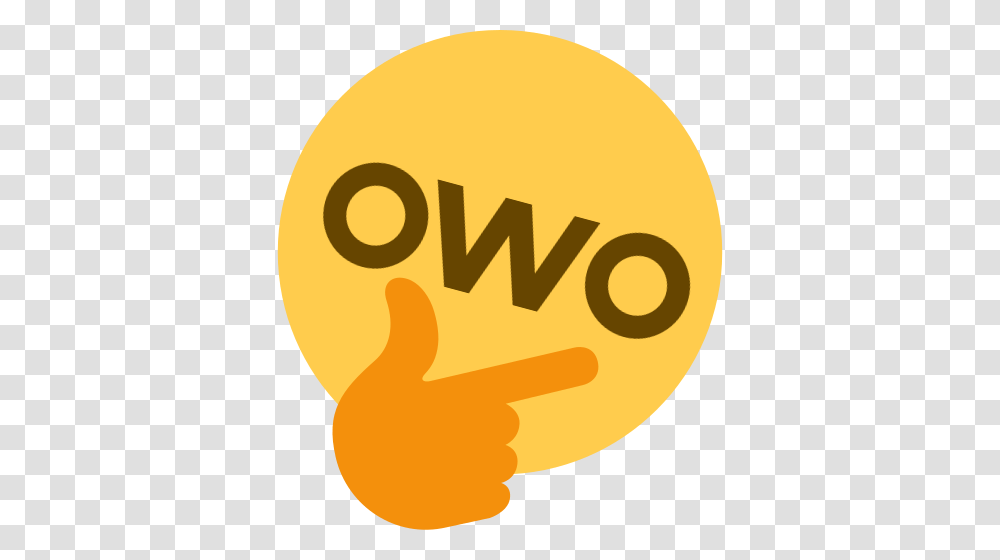Owo Thinking Emoji, Text, Label, Word, Hand Transparent Png