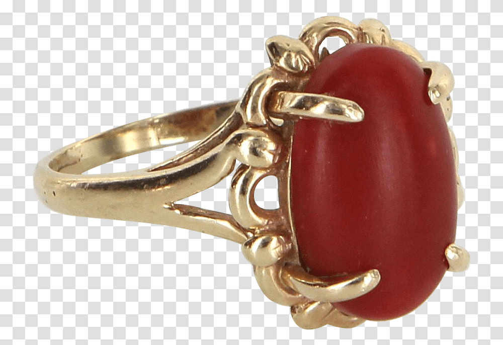 Ox Blood Red Coral Cocktail Ring Vintage 14 Karat Gold Gold Red Coral Ring, Accessories, Accessory, Jewelry, Gemstone Transparent Png