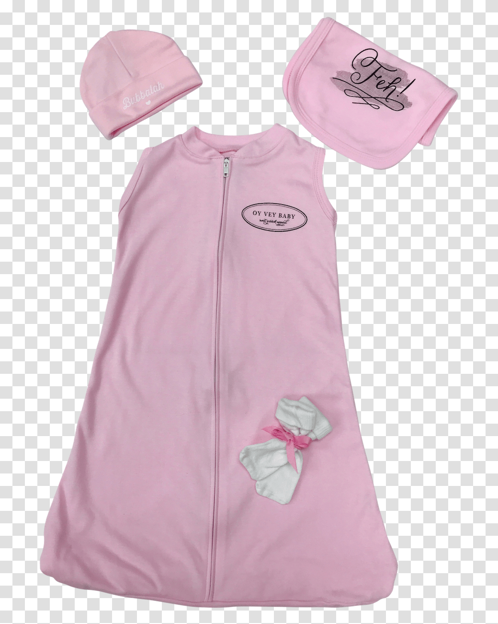 Oy Vey Baby Logo Sac Set In Rose Petal Pink Short Sleeve, Clothing, Apparel, Dress, Person Transparent Png
