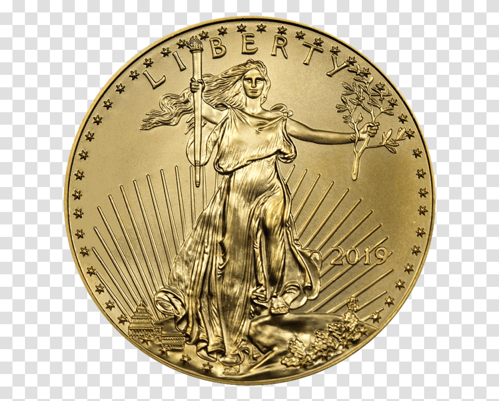 Oz American Eagle Gold Coin Front, Money, Person, Human, Clock Tower Transparent Png