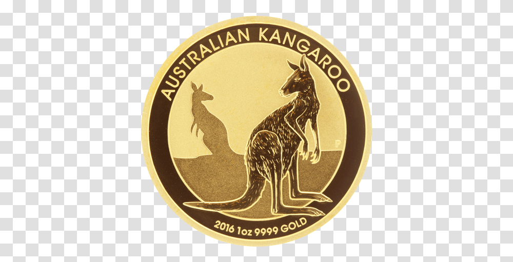 Oz Australian Gold Kangaroo Coin Irish Bullion Kangaroo, Logo, Symbol, Trademark, Mammal Transparent Png